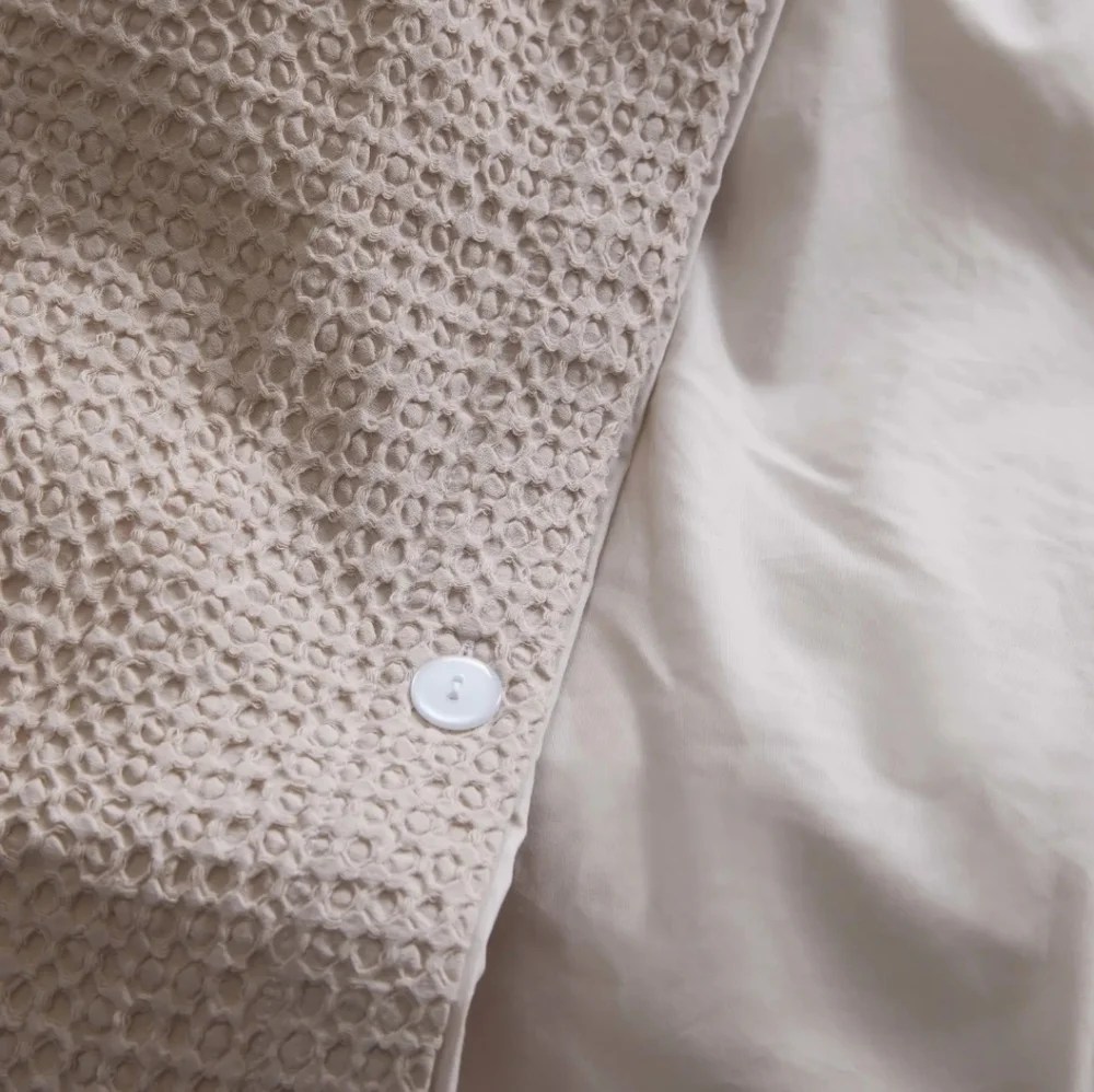 NWT! Quince 100% Organic Cotton Waffle Sand Duvet & 2 Shams! King/ Cal King(129)